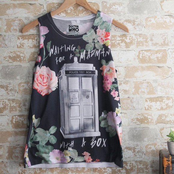 Dr. Who Tops - Doctor Who Rose Print Tank Top, S